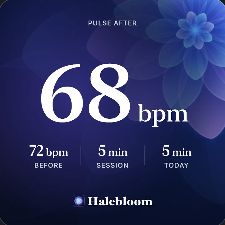 Pulse after: 68 bpm, 72 before.